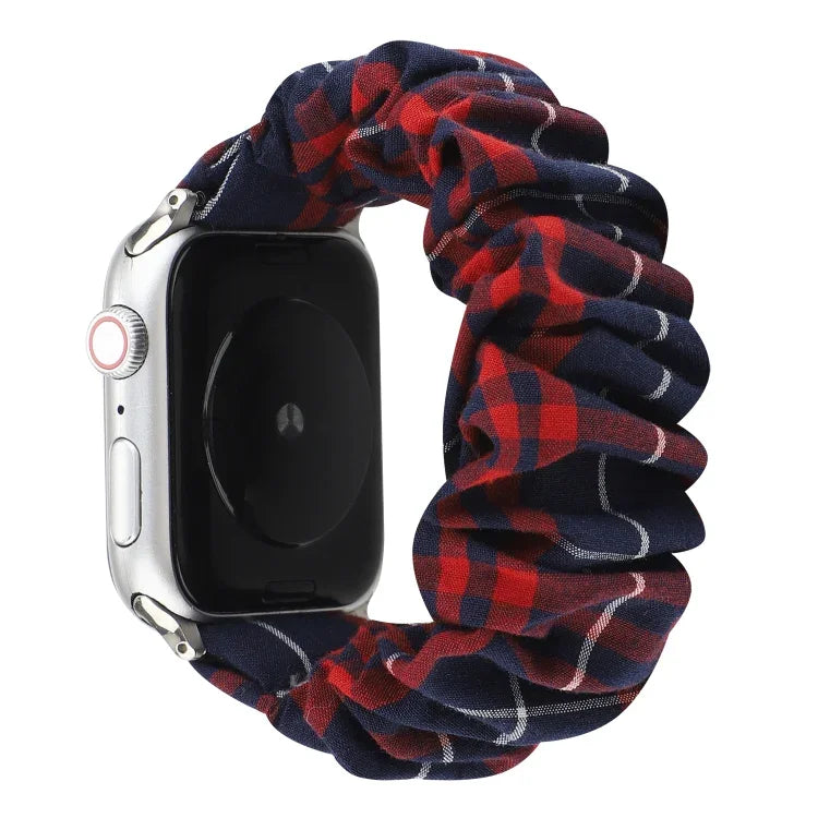 Correia de Relógio em Tecido com Padrão de Flor às Quadrículas, Para Apple Watch Ultra 49mm / Série 8&7 45mm / SE 2&6&SE&5&4 44mm / 3&2&1 42mm, Para Apple Watch Série 8&7 41mm / SE 2&6&SE&5&4 40mm / 3&2&1 38mm