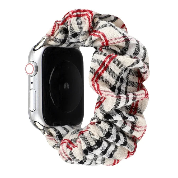 Correia de Relógio em Tecido com Padrão de Flor às Quadrículas, Para Apple Watch Ultra 49mm / Série 8&7 45mm / SE 2&6&SE&5&4 44mm / 3&2&1 42mm, Para Apple Watch Série 8&7 41mm / SE 2&6&SE&5&4 40mm / 3&2&1 38mm