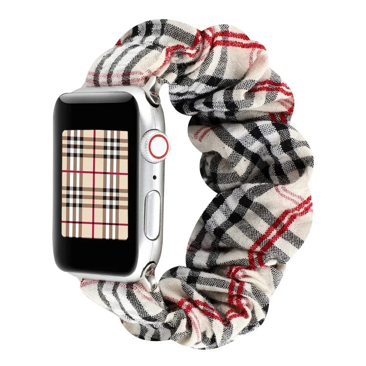 Correia de Relógio em Tecido com Padrão de Flor às Quadrículas, Para Apple Watch Ultra 49mm / Série 8&7 45mm / SE 2&6&SE&5&4 44mm / 3&2&1 42mm, Para Apple Watch Série 8&7 41mm / SE 2&6&SE&5&4 40mm / 3&2&1 38mm