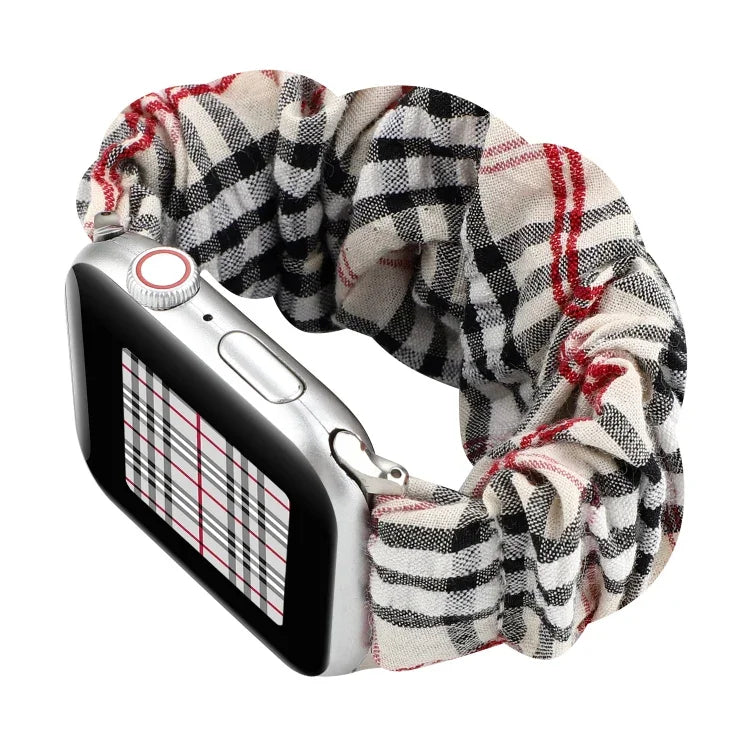 Correia de Relógio em Tecido com Padrão de Flor às Quadrículas, Para Apple Watch Ultra 49mm / Série 8&7 45mm / SE 2&6&SE&5&4 44mm / 3&2&1 42mm, Para Apple Watch Série 8&7 41mm / SE 2&6&SE&5&4 40mm / 3&2&1 38mm