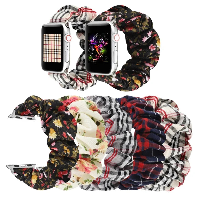 Correia de Relógio em Tecido com Padrão de Flor às Quadrículas, Para Apple Watch Ultra 49mm / Série 8&7 45mm / SE 2&6&SE&5&4 44mm / 3&2&1 42mm, Para Apple Watch Série 8&7 41mm / SE 2&6&SE&5&4 40mm / 3&2&1 38mm