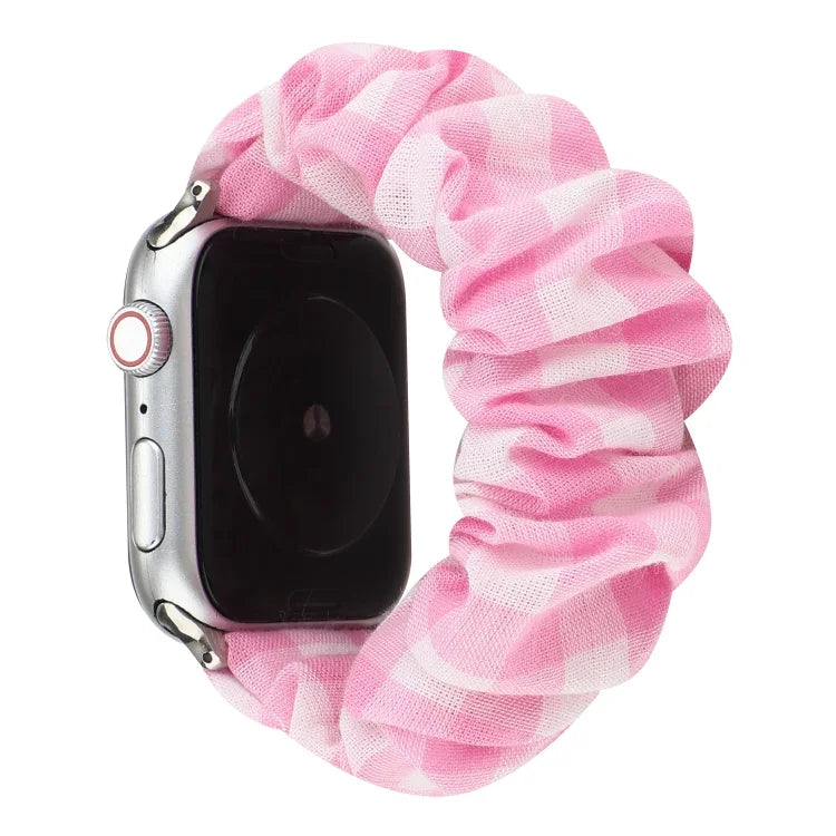 Correia de Relógio em Tecido com Padrão às Quadrículas + Aço Inoxidável, Para Apple Watch Série 7 41mm / 6 & SE & 5 & 4 40mm / 3 & 2 & 1 38mm, Para Apple Watch Série 7 45mm / 6 & SE & 5 & 4 44mm / 3 & 2 & 1 42mm
