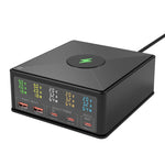 868H Carregador Multiportas 6 em 1 160W 3 PD Type-C + 2 USB QC3.0, 868H