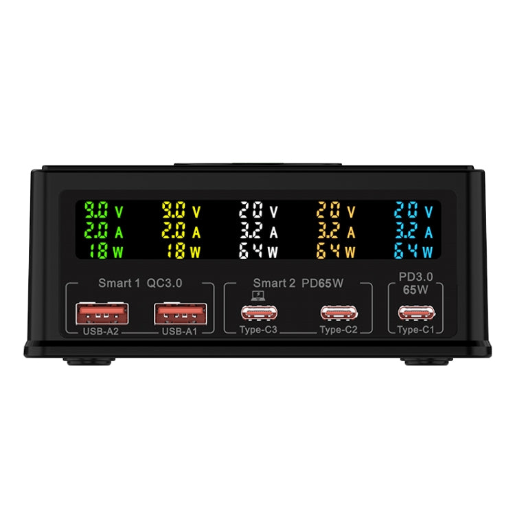868H Carregador Multiportas 6 em 1 160W 3 PD Type-C + 2 USB QC3.0, 868H