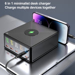 868H Carregador Multiportas 6 em 1 160W 3 PD Type-C + 2 USB QC3.0, 868H