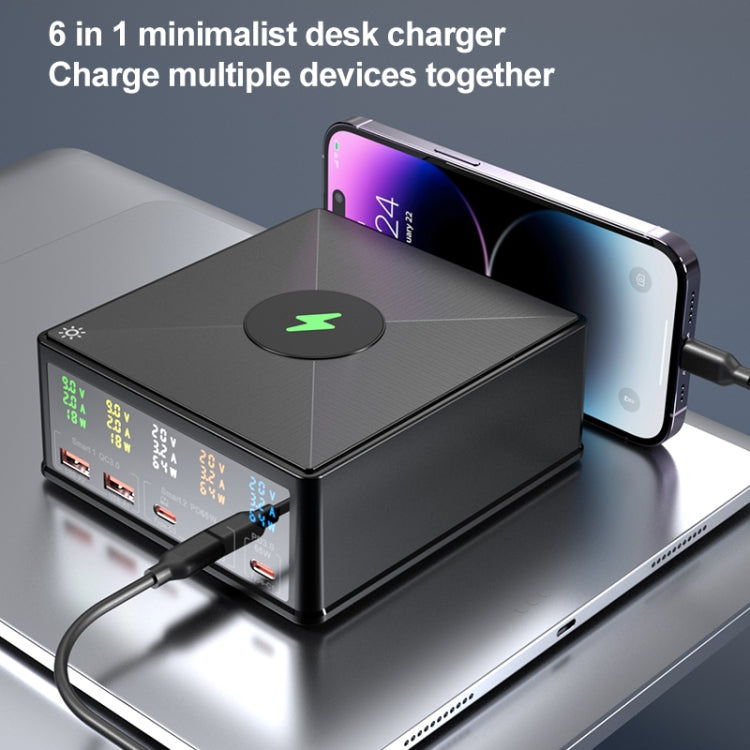 868H Carregador Multiportas 6 em 1 160W 3 PD Type-C + 2 USB QC3.0, 868H