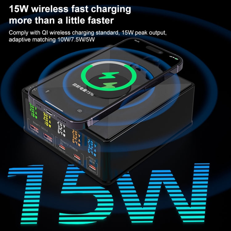 868H Carregador Multiportas 6 em 1 160W 3 PD Type-C + 2 USB QC3.0, 868H