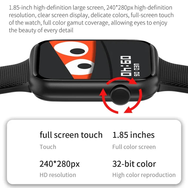 HT15 Smartwatch com Pulseira de Silicone de 1,85 polegadas Resistente à Água IP67, Suporta Chamadas Bluetooth / Monitorização do Sono