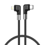 A9 Cabo de Dados com Duplo Cotovelo USB-C/Type-C para 8 Pinos 30W, 0,5m, 1m, 2m, 3m