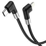 A9 Cabo de Dados com Duplo Cotovelo USB-C/Type-C para 8 Pinos 30W, 0,5m, 1m, 2m, 3m