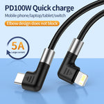 A9 Cabo de Dados com Duplo Cotovelo USB-C/Type-C para 8 Pinos 30W, 0,5m, 1m, 2m, 3m
