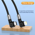 A9 Cabo de Dados com Duplo Cotovelo USB-C/Type-C para 8 Pinos 30W, 0,5m, 1m, 2m, 3m