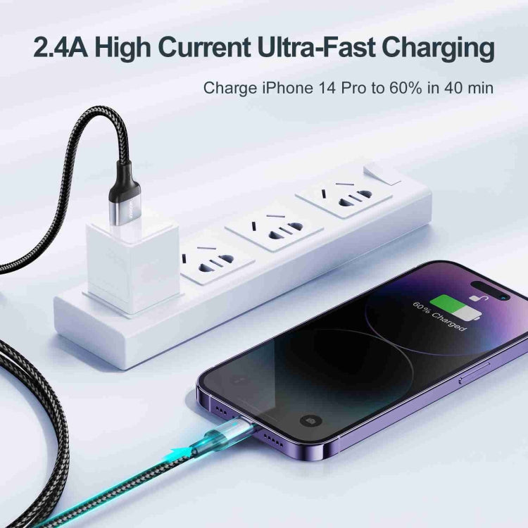 JOYROOM S-UL012A10 Série Extraordinária Cabo de Dados de Carregamento Rápido USB-A para 8 Pinos 2,4A, 20W 8 Pinos, 1,2m