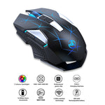 HXSJ T300 7 Keys 2400DPI 2.4G Colorful Luminous Wireless Mouse, T300 Black
