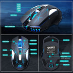 HXSJ T300 7 Keys 2400DPI 2.4G Colorful Luminous Wireless Mouse, T300 Black