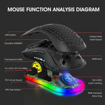 HXSJ X600 Rato Gaming Com Fios com Programação Macro RGB Luminoso 6 Teclas, X600