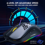 HXSJ X600 Rato Gaming Com Fios com Programação Macro RGB Luminoso 6 Teclas, X600