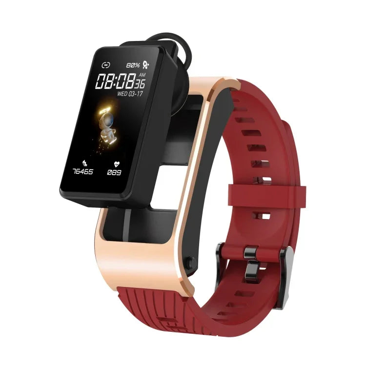 H21 Smartwatch destacável com pulseira de silicone de 1,14 polegadas Suporta medição de temperatura / Chamada Bluetooth / Controlo por voz, Pulseira de silicone (Vermelho), Pulseira de silicone (Preto)