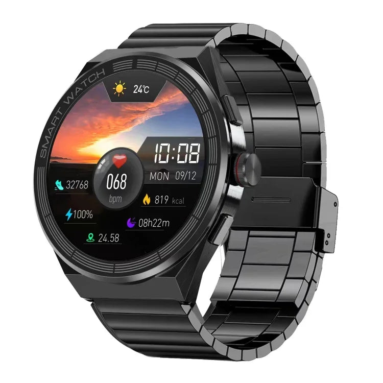 BM01 Smartwatch com pulseira de aço de 1,45 polegadas IP68 à prova de água Suporta chamada Bluetooth / NFC, Pulseira de aço (Preto), Pulseira de aço (Prateado)