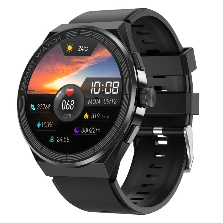 BM01 Smartwatch com pulseira de silicone de 1,45 polegadas IP68 à prova de água Suporta chamada Bluetooth / NFC, Pulseira de silicone (Prateado), Pulseira de silicone (Preto)