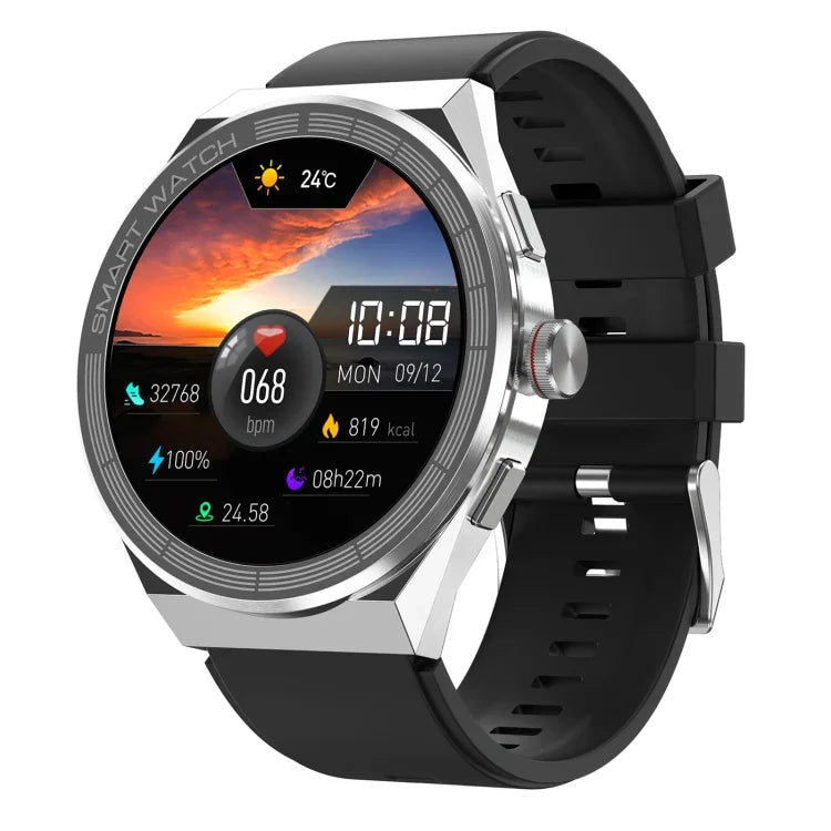 BM01 Smartwatch com pulseira de silicone de 1,45 polegadas IP68 à prova de água Suporta chamada Bluetooth / NFC, Pulseira de silicone (Prateado), Pulseira de silicone (Preto)
