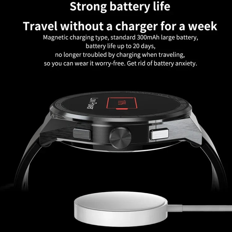 BM01 Smartwatch com pulseira de silicone de 1,45 polegadas IP68 à prova de água Suporta chamada Bluetooth / NFC, Pulseira de silicone (Prateado), Pulseira de silicone (Preto)