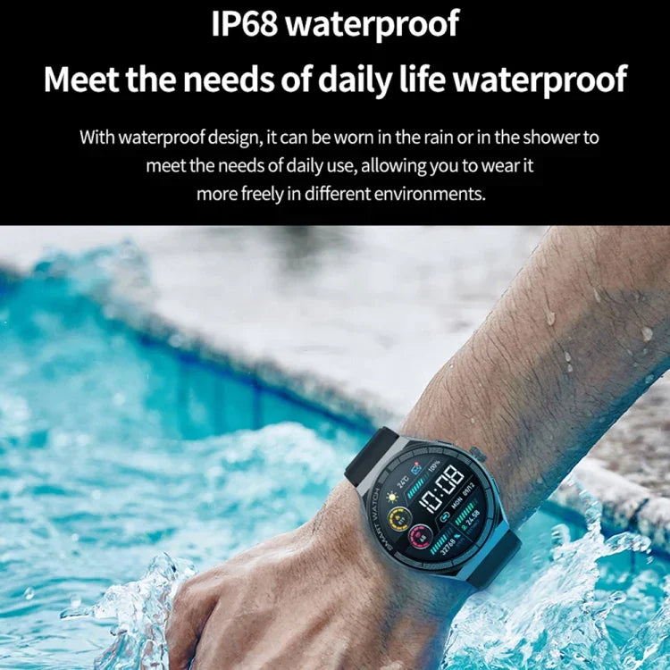 BM01 Smartwatch com pulseira de silicone de 1,45 polegadas IP68 à prova de água Suporta chamada Bluetooth / NFC, Pulseira de silicone (Prateado), Pulseira de silicone (Preto)