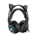 T25 RGB Auscultadores Bluetooth Sem Fios Estéreo com Orelhas de Gato e Microfone Destacável
