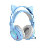 T25 RGB Auscultadores Bluetooth Sem Fios Estéreo com Orelhas de Gato e Microfone Destacável