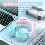 T25 RGB Auscultadores Bluetooth Sem Fios Estéreo com Orelhas de Gato e Microfone Destacável