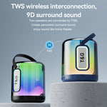 Coluna Bluetooth Sem Fios com Subwoofer T&G TG376 para Exterior, Luz LED RGB Multicolorida Portátil
