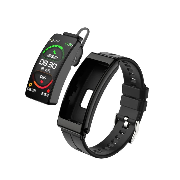 K13 Smartwatch destacável com auricular e pulseira de silicone de 1,14 polegadas Suporta chamada Bluetooth, Pulseira de silicone (Preto), Pulseira de silicone (Vermelho), Pulseira de silicone (Preto Prateado)