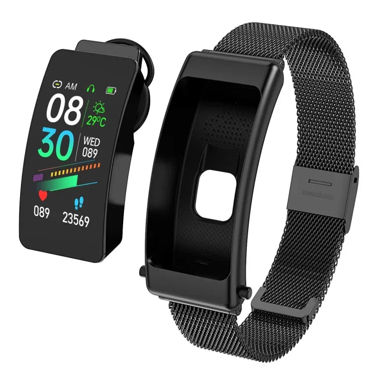 K50 Smartwatch destacável com auricular e pulseira de aço de 1,08 polegadas IP67 à prova de água Suporta chamada Bluetooth, Pulseira de aço (Preto), Pulseira de aço (Dourado), Pulseira de aço