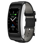 K60 Smartwatch destacável com auricular e pulseira de couro de 1,08 polegadas à prova de água Suporta chamada Bluetooth, Pulseira de couro (Preto Prateado), Pulseira de couro (Castanho), Pulseira de couro (Preto), Pulseira de couro (Castanho Prateado)
