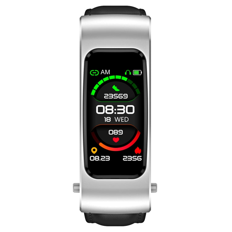 K60 Smartwatch destacável com auricular e pulseira de couro de 1,08 polegadas à prova de água Suporta chamada Bluetooth, Pulseira de couro (Preto Prateado), Pulseira de couro (Castanho), Pulseira de couro (Preto), Pulseira de couro (Castanho Prateado)