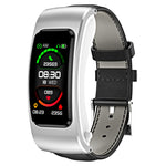 K60 Smartwatch destacável com auricular e pulseira de couro de 1,08 polegadas à prova de água Suporta chamada Bluetooth, Pulseira de couro (Preto Prateado), Pulseira de couro (Castanho), Pulseira de couro (Preto), Pulseira de couro (Castanho Prateado)