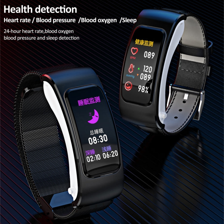 K60 Smartwatch destacável com auricular e pulseira de couro de 1,08 polegadas à prova de água Suporta chamada Bluetooth, Pulseira de couro (Preto Prateado), Pulseira de couro (Castanho), Pulseira de couro (Preto), Pulseira de couro (Castanho Prateado)