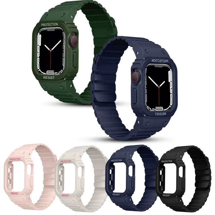Pulseira de Relógio com Estrutura Integrada de Silicone, Para Apple Watch Series 8&7 41mm / SE 2&6&SE&5&4 40mm, Para Apple Watch Ultra 49mm, Para Apple Watch Series 8&7 45mm / SE 2&6&SE&5&4 44mm