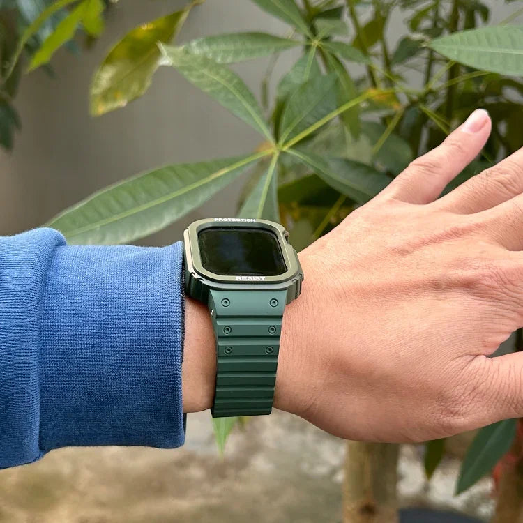 Pulseira de Relógio com Estrutura Integrada de Silicone, Para Apple Watch Series 8&7 41mm / SE 2&6&SE&5&4 40mm, Para Apple Watch Ultra 49mm, Para Apple Watch Series 8&7 45mm / SE 2&6&SE&5&4 44mm