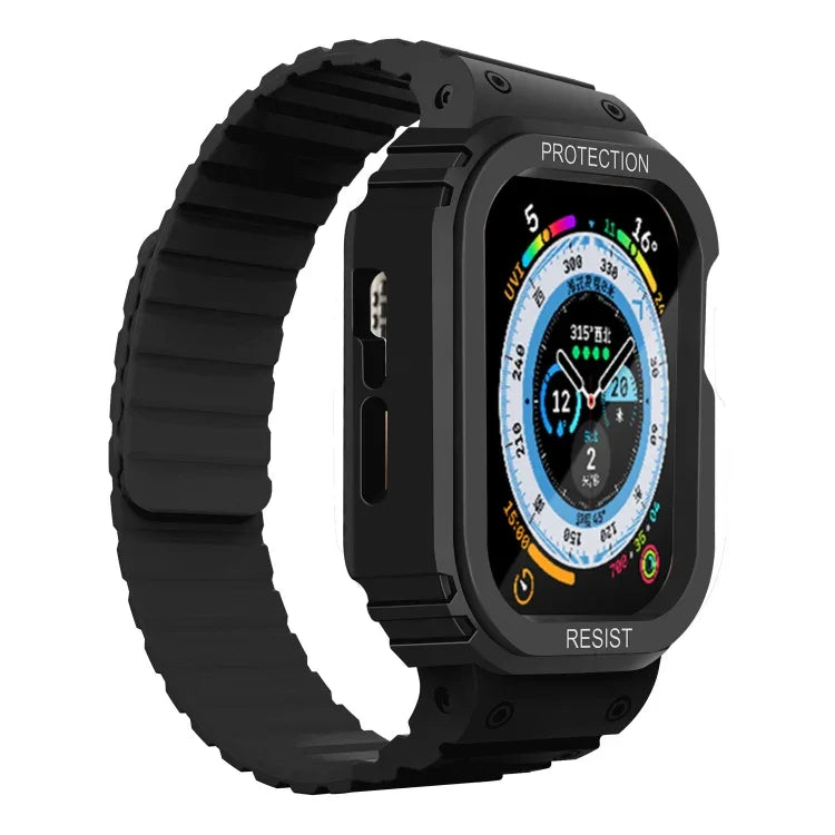 Pulseira de Relógio com Estrutura Integrada de Silicone, Para Apple Watch Series 8&7 41mm / SE 2&6&SE&5&4 40mm, Para Apple Watch Ultra 49mm, Para Apple Watch Series 8&7 45mm / SE 2&6&SE&5&4 44mm