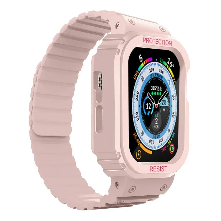 Pulseira de Relógio com Estrutura Integrada de Silicone, Para Apple Watch Series 8&7 41mm / SE 2&6&SE&5&4 40mm, Para Apple Watch Ultra 49mm, Para Apple Watch Series 8&7 45mm / SE 2&6&SE&5&4 44mm