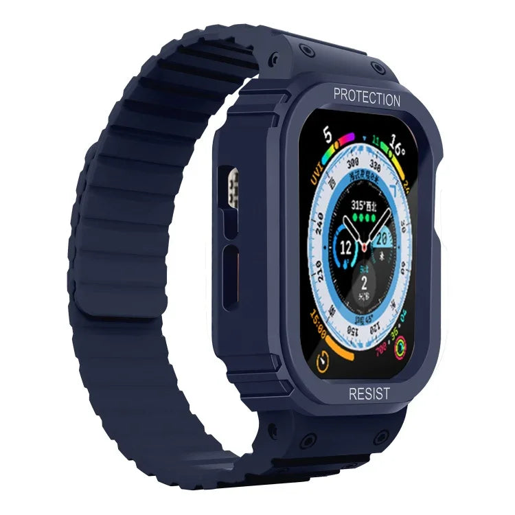 Pulseira de Relógio com Estrutura Integrada de Silicone, Para Apple Watch Series 8&7 41mm / SE 2&6&SE&5&4 40mm, Para Apple Watch Ultra 49mm, Para Apple Watch Series 8&7 45mm / SE 2&6&SE&5&4 44mm