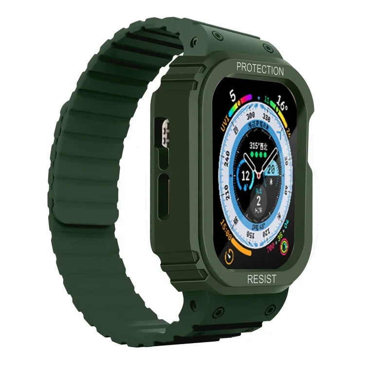 Pulseira de Relógio com Estrutura Integrada de Silicone, Para Apple Watch Series 8&7 41mm / SE 2&6&SE&5&4 40mm, Para Apple Watch Ultra 49mm, Para Apple Watch Series 8&7 45mm / SE 2&6&SE&5&4 44mm