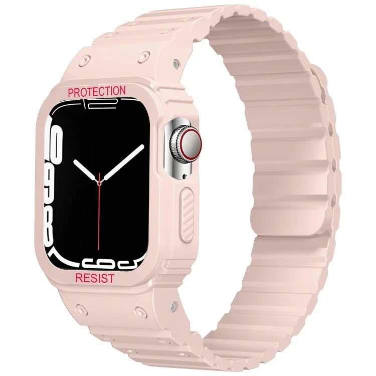 Pulseira de Relógio com Estrutura Integrada de Silicone, Para Apple Watch Series 8&7 41mm / SE 2&6&SE&5&4 40mm, Para Apple Watch Ultra 49mm, Para Apple Watch Series 8&7 45mm / SE 2&6&SE&5&4 44mm