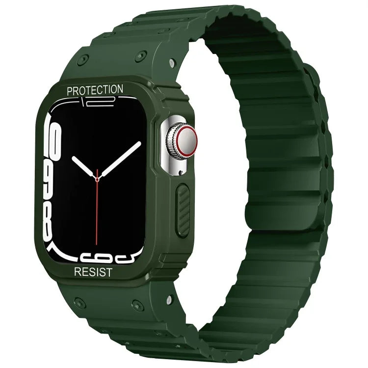 Pulseira de Relógio com Estrutura Integrada de Silicone, Para Apple Watch Series 8&7 41mm / SE 2&6&SE&5&4 40mm, Para Apple Watch Ultra 49mm, Para Apple Watch Series 8&7 45mm / SE 2&6&SE&5&4 44mm