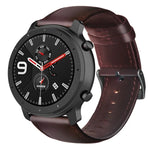 Correia de Relógio em Pele Genuína com Cera de Óleo, Para Amazfit GTR 47mm / Pace / Stratos, Para Amazfit 2 Stratos, Para Ticwatch Pro / E2 / S2, Para Pebble Gen 1, Para Pebble Time