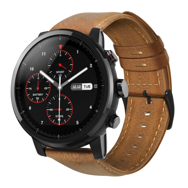 Correia de Relógio em Pele Genuína com Cera de Óleo, Para Amazfit GTR 47mm / Pace / Stratos, Para Amazfit 2 Stratos, Para Ticwatch Pro / E2 / S2, Para Pebble Gen 1, Para Pebble Time