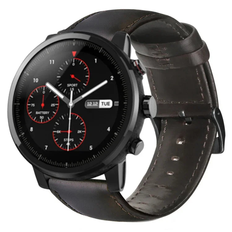 Correia de Relógio em Pele Genuína com Cera de Óleo, Para Amazfit GTR 47mm / Pace / Stratos, Para Amazfit 2 Stratos, Para Ticwatch Pro / E2 / S2, Para Pebble Gen 1, Para Pebble Time