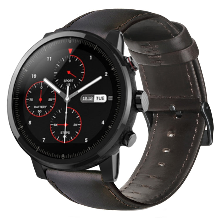 Correia de Relógio em Pele Genuína com Cera de Óleo, Para Amazfit GTR 47mm / Pace / Stratos, Para Amazfit 2 Stratos, Para Ticwatch Pro / E2 / S2, Para Pebble Gen 1, Para Pebble Time