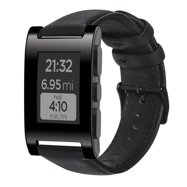 Correia de Relógio em Pele Genuína com Cera de Óleo, Para Amazfit GTR 47mm / Pace / Stratos, Para Amazfit 2 Stratos, Para Ticwatch Pro / E2 / S2, Para Pebble Gen 1, Para Pebble Time